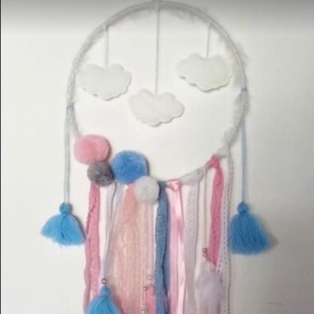 Handmade Pink & Blue Dreamcatcher Wall Hanging for Kids